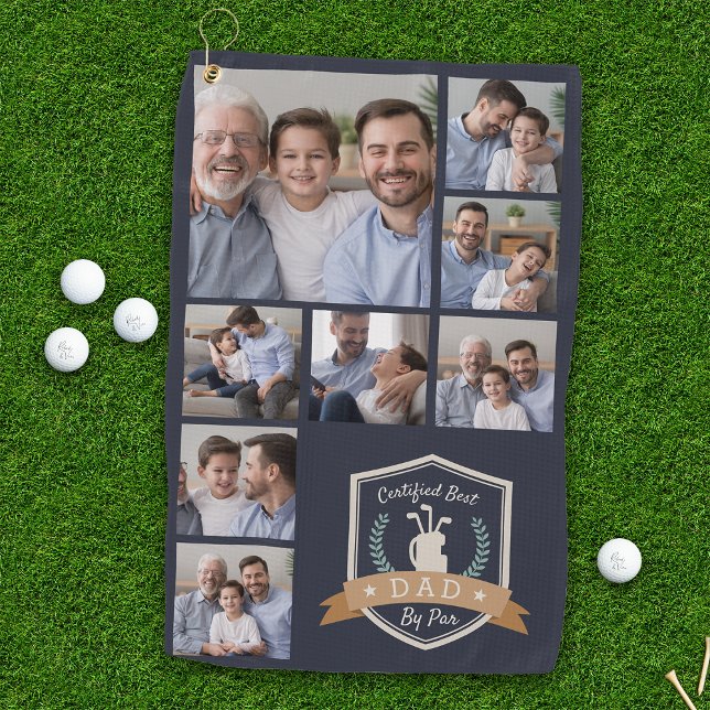 Best Dad By Par | Photo Collage Golf Towel (Creator Uploaded)