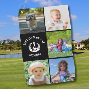Best Dad By Par Photo Collage Golf Towel