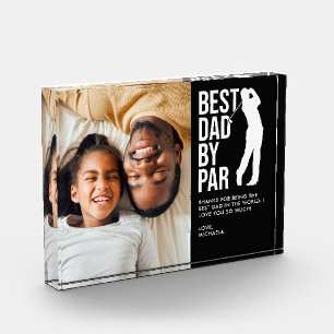 Best Dad By Par Photo & Custom Message Golfer Dad Block