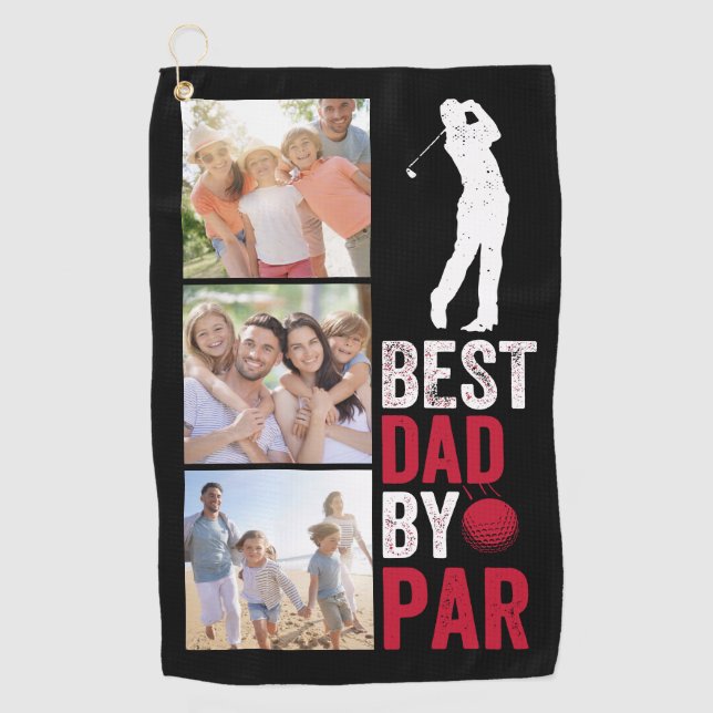 Best Dad By Par Photo Father's Day Golf Towel (Front)