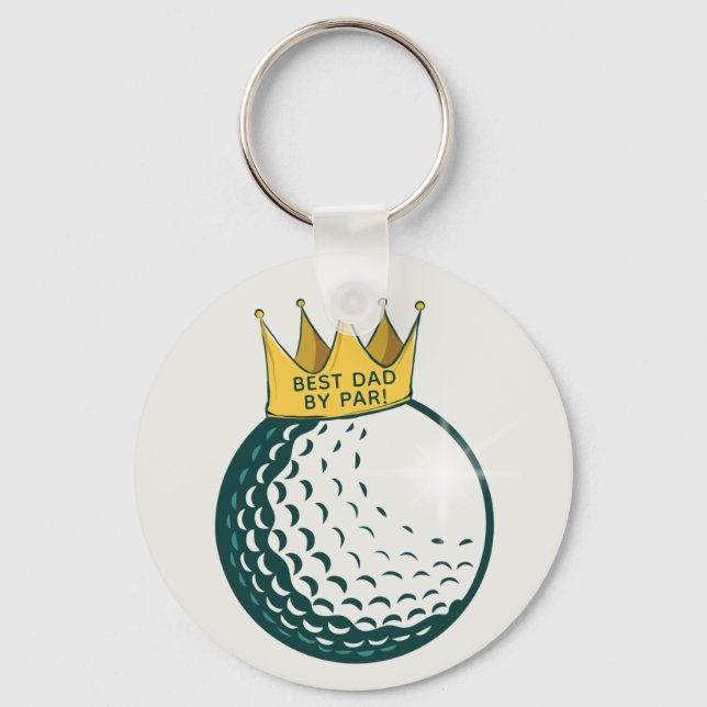 Best Dad By Par Photo Golf Ball Personalised Key Ring (Front)