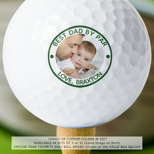 BEST DAD BY PAR Photo Green Personalised Golf Balls