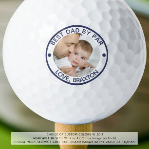 BEST DAD BY PAR Photo Navy Blue Personalised Golf Balls