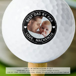 BEST DAD BY PAR Photo Personalised Custom Colour Golf Balls<br><div class="desc">Create a unique, personalised photo golf ball for the golfer Dad with the editable funny title BEST DAD BY PAR and your custom text in white against an editable black background colour. The sample is shown in black with white text. CHANGES: Change the black background colour or text colour by...</div>