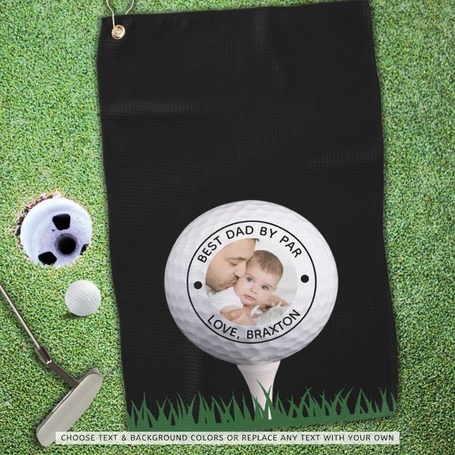 Best Dad By Par Photo Personalised Golf Towel (Creator Uploaded)