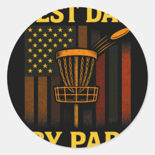 Best Dad By Par - Retro Disc Golf Sket Classic Round Sticker
