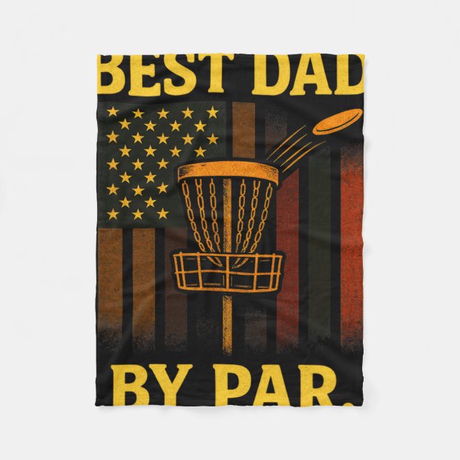 Best Dad By Par - Retro Disc Golf Sket  Fleece Blanket (Front)