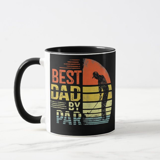 Best Dad By Par Retro Father's Day Gift Golf Mug (Left)