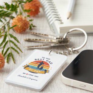 Best Dad By Par Retro Fathers Day Kids Photo Key Ring