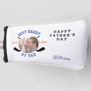 Best Dad By Par Retro Father's Day Photo Monogram  Golf Head Cover