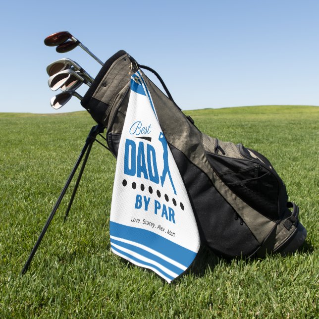 Best Dad By PAR Retro Font Golf Towel (Green)