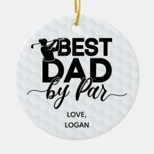 Best Dad By Par Simple & Custom Name Ceramic Tree Decoration