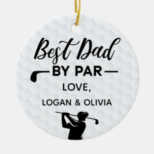 Best Dad By Par Simple & Custom Name Ceramic Tree Decoration