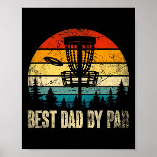Best Dad By Par Vintage Disc Golf Funny Dad Father Poster