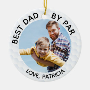 Best Dad By Par With Custom Name & 2 Photos Ceramic Tree Decoration