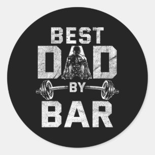 Best Dad By R For Gym Workout Dads For Fathers Day Classic Round Sticker