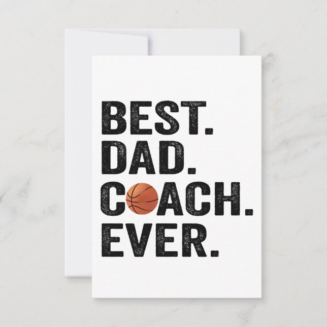Best Dad Coach Ever Basketball Father Sport Gift  Thank You Card (Front)
