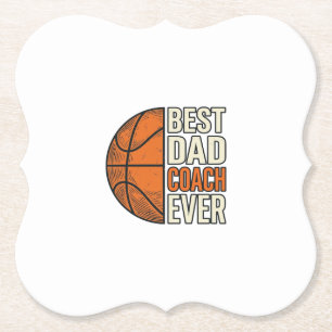 Best Dad Coach Ever Basketball Vintage Vector Desi Paper Coaster