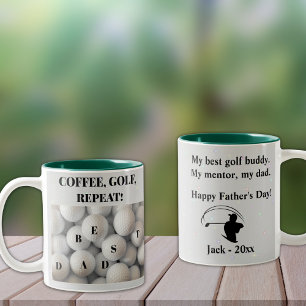 Best Dad. Coffee, Golf, Repeat.  Two-Tone Coffee Mug