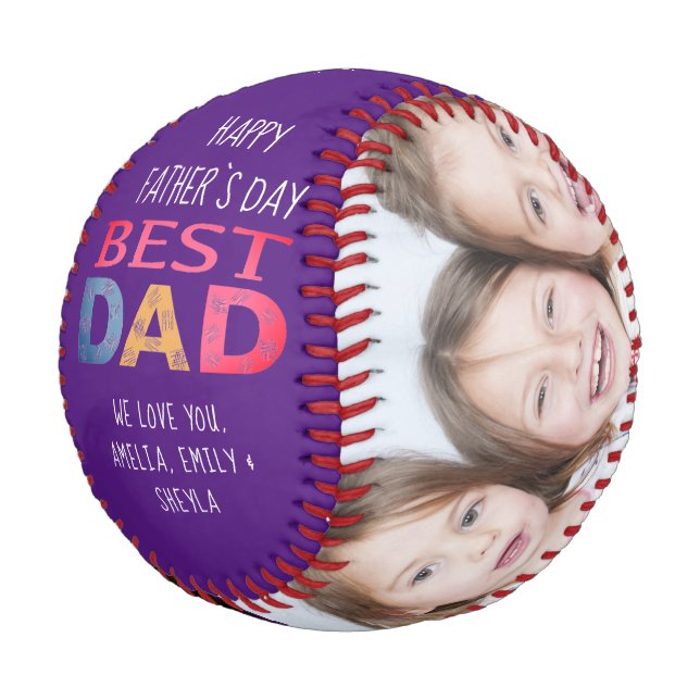 Best Dad Colourful Typography 2 Photo Collage  Baseball (Angled)