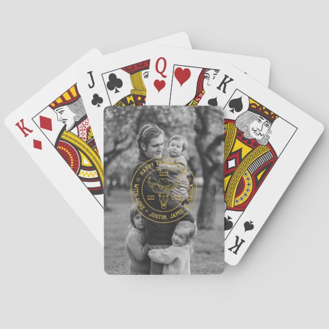 Best Dad Cowboy Hat Custom Photo Father's Day Playing Cards (Back)