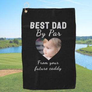 Best Dad Custom Kids Photo Black Personalised Golf Towel