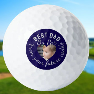 Best Dad Custom Kids Photo Blue Personalised Golf Balls