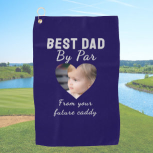 Best Dad Custom Kids Photo Blue Personalised Golf Towel
