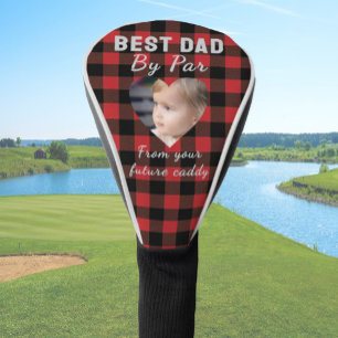 Best Dad Custom Kids Photo Red Buffalo Plaid Golf Head Cover