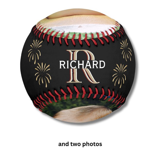 BEST DAD CUSTOM MONOGRAM 2 Photos Date Baseball (Creator Uploaded)