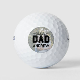 Best Dad Custom Name modern Photo  Golf Balls