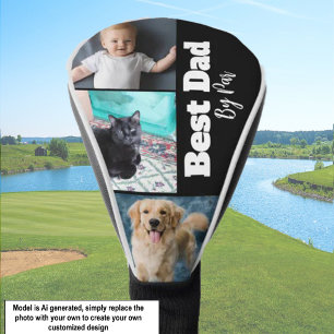 Best Dad Custom Photos and Name Black Golf Head Cover