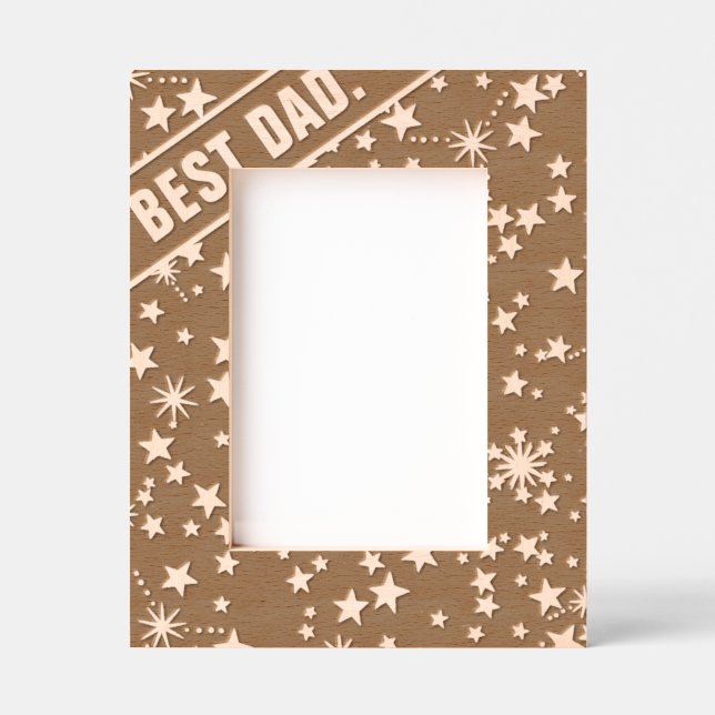 Best Dad Cute Star Cool Fun Celestial Father's Day Etched Frames (Front)