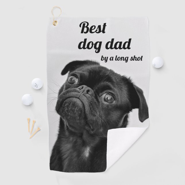 Best Dad Dad by Long Shot Pug Photo Your Own Golf Golf Towel (InSitu)
