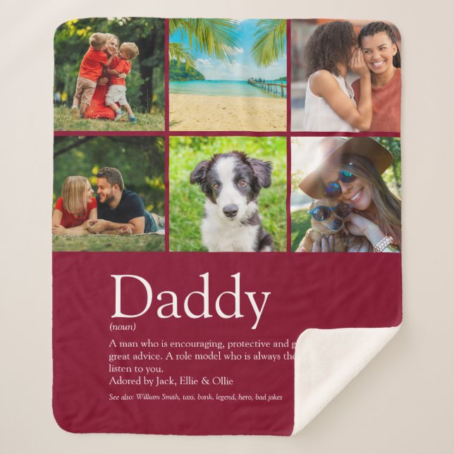 Best Dad Daddy Father Definition 6 Photo Burgundy Sherpa Blanket (Front)