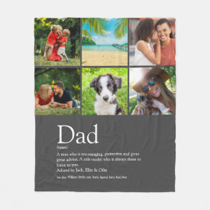 Best Dad Daddy Father Definition 6 Photo Grey Fleece Blanket