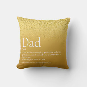 Best Dad, Daddy, Father Definition Gold Glitter Cushion