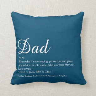 Best Dad, Daddy, Father Definition Script Blue Cushion
