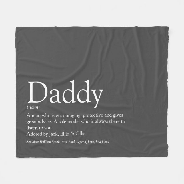 Best Dad Daddy Father Ever Definition Fun Gray Fleece Blanket (Front (Horizontal))