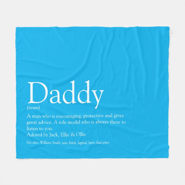 Best Dad Daddy Father Ever Definition Fun Sky Blue Fleece Blanket (Front (Horizontal))