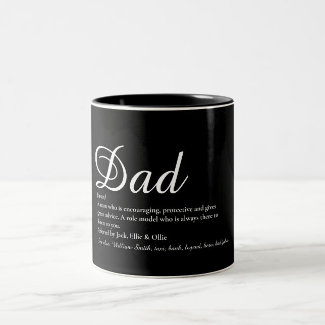 Best Dad, Daddy, Father Ever Definition Script Two-Tone Coffee Mug (Center)