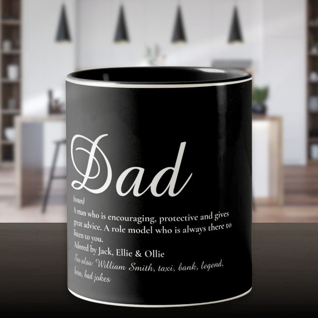 Best Dad Daddy Father Ever Definition Script Two-Tone Coffee Mug (Best Dad Daddy Father Ever Definition Script Two-Tone Coffee Mug)