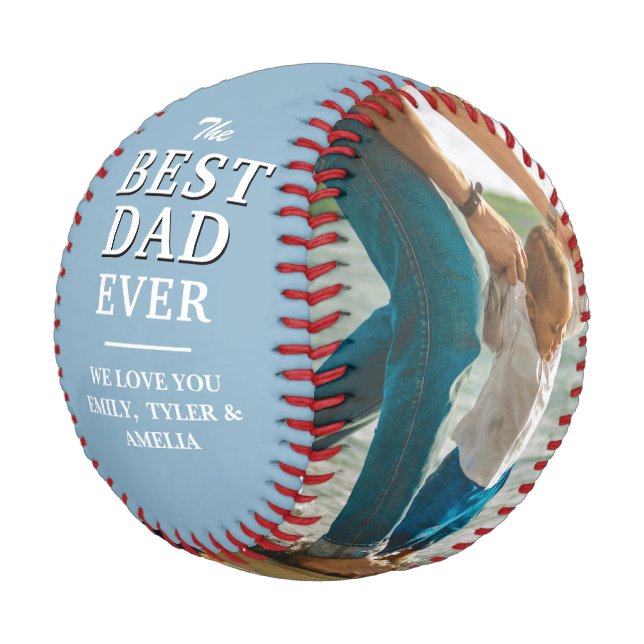 Best Dad Dusty Blue Father`s Day Photo Collage  Baseball (Angled)