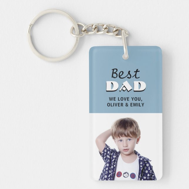Best Dad Dusty Blue Photo Father`s Day  Key Ring (Front)