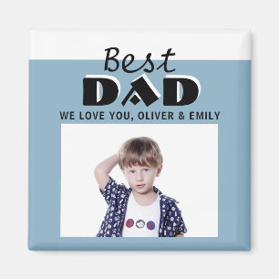 Best Dad Dusty Blue Photo Father`s Day Magnet