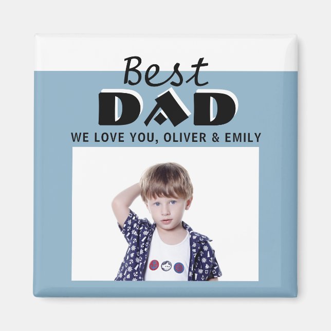 Best Dad Dusty Blue Photo Father`s Day Magnet (Front)