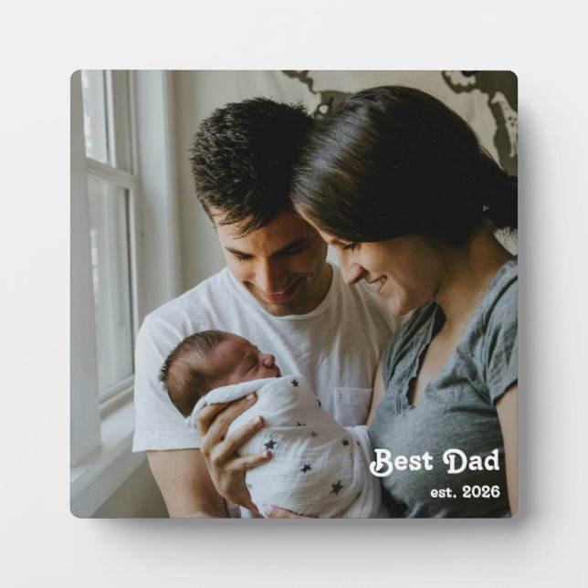 Best Dad Est First Father's Day Custom Photo Plaque (Front)
