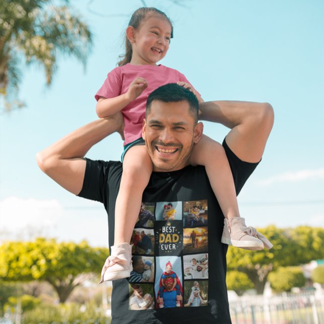 Best dad ever 10 photo collage hero dad black T-Shirt (Creator Uploaded)
