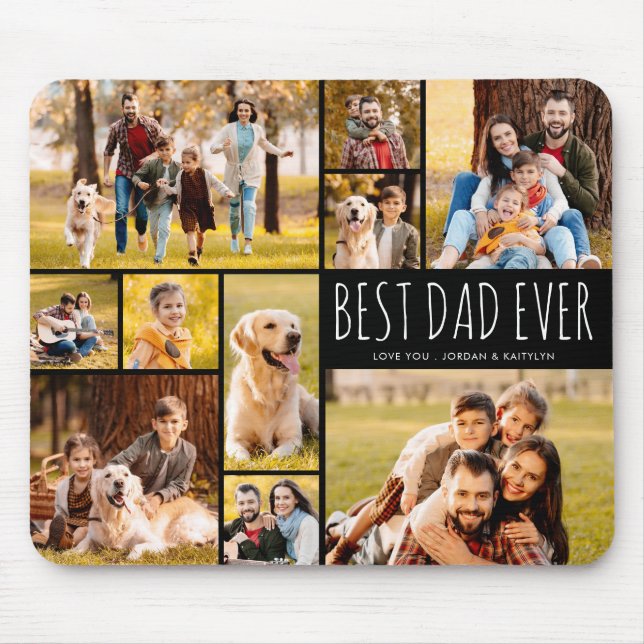 Best Dad Ever 10 Photo Collage Modern Mouse Pad (Front)