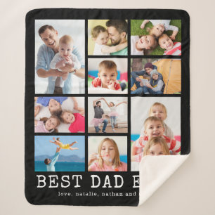 BEST DAD EVER 10 Photo Collage Your Colour Sherpa Blanket